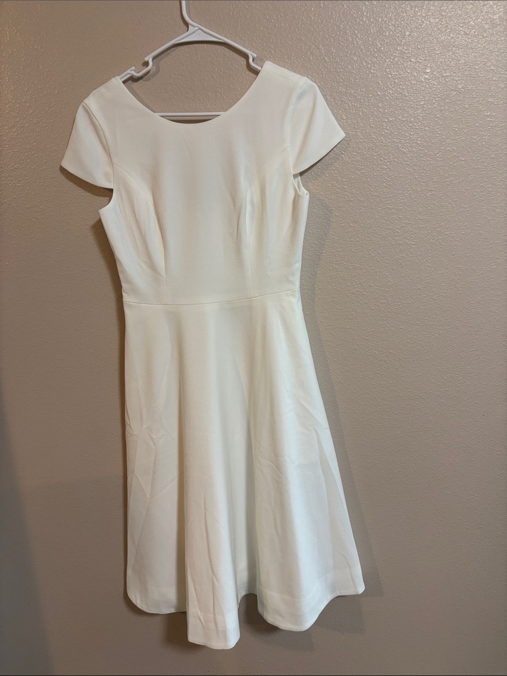 Dress the Population White Cap-Sleeve Fit & Flare Dress